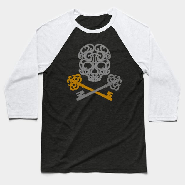 Skull and Cross Keys Baseball T-Shirt by Serene Twilight